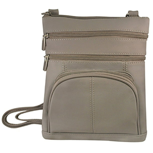 SILVERFEVER Genuine Leather Pocket Organizer Crossbody Travel Handbag Olive